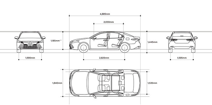 Размеры кузова, клиренс Toyota Camry 9 поколения